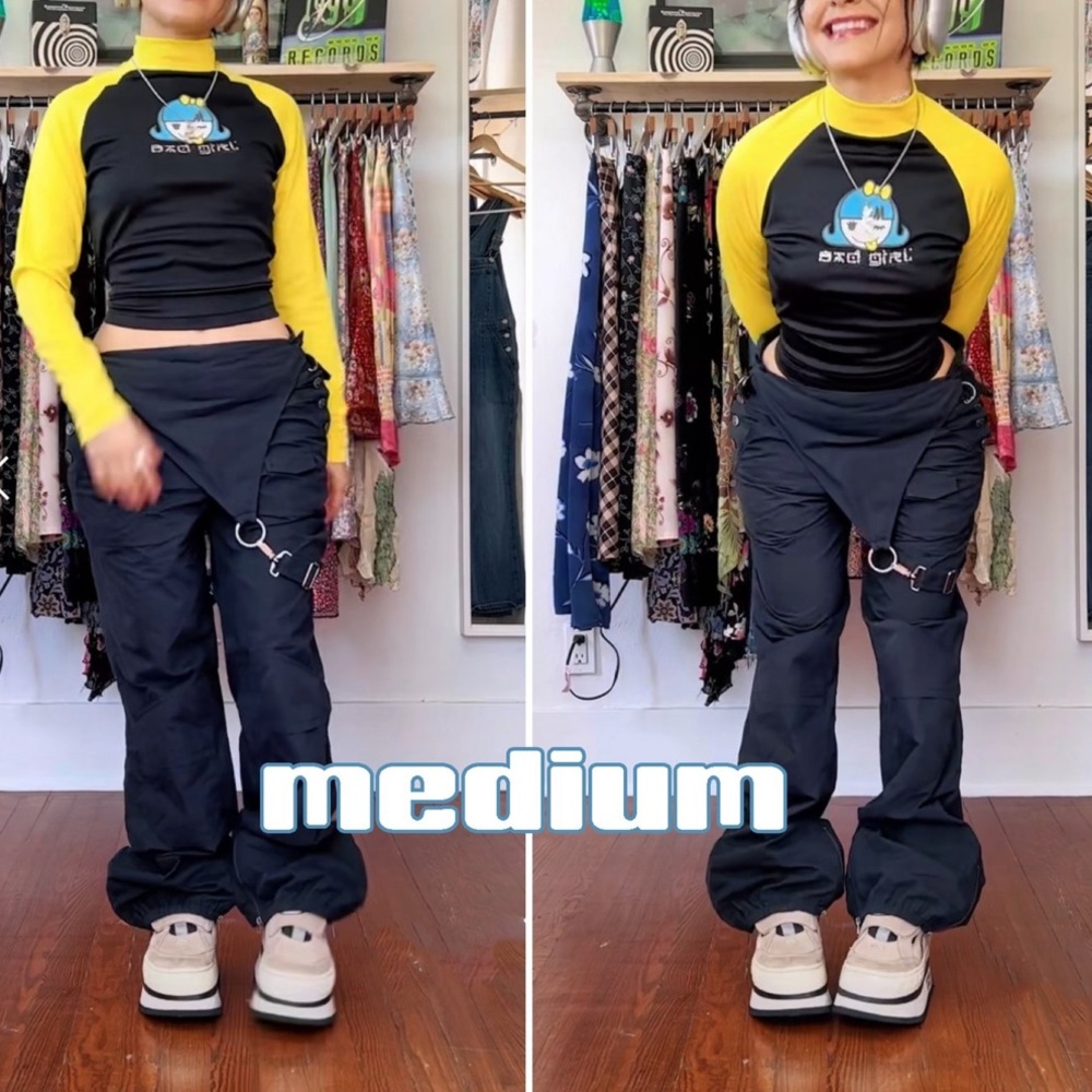 90S Y2K CYBER ONE SHOULDER BLACK OVERALLS BY MISDEMEANOR